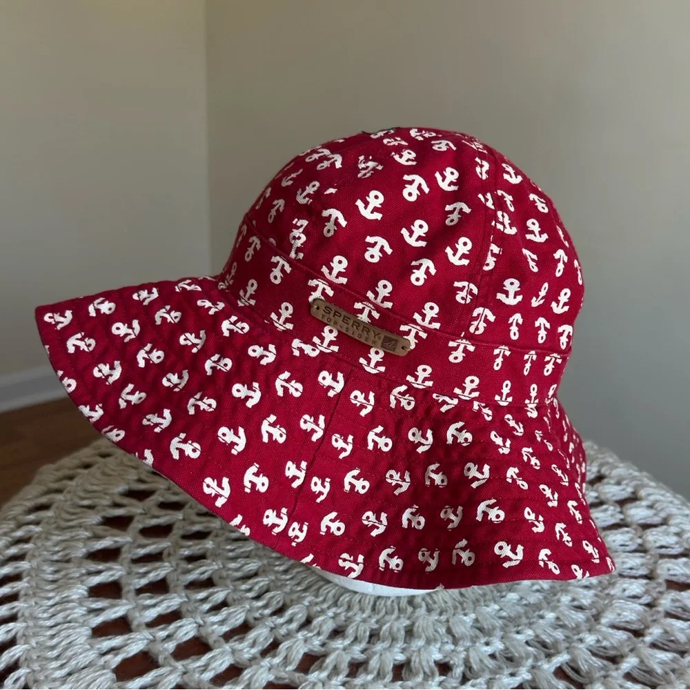 Sperry Top-Sider Bucket Hat Nautical Anchor Sun Hat Fishing Boating Beach OS